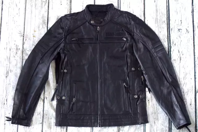 Harley Davidson Mens Beginnings Reflective Vented Leather Jacket L LT 98067-14VM