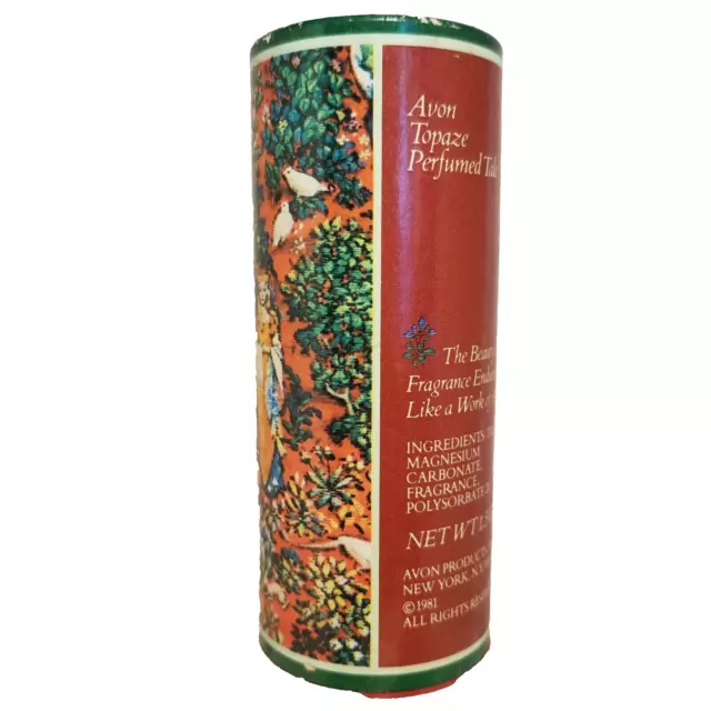 Vintage AVON TOPAZ PERFUMED TALC Fragrance Body Powder 1.5 oz Holiday Edition