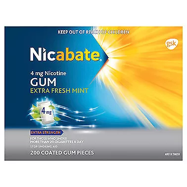 Nicabate Gum Extra Strength Extra Fresh Mint 4mg - 200 Pack