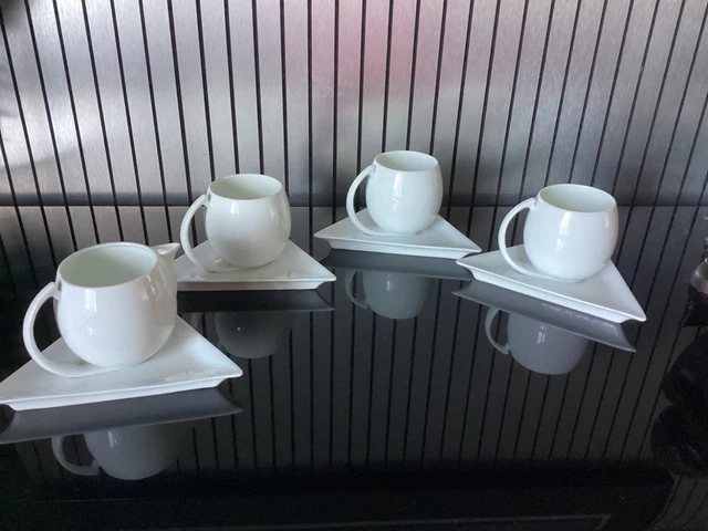 Lot De 3 Tasses à Café En Porcelaine De Limoges - Collection Scala Par Philippe Deshoulieres - Vert Et Doré, Occasion Bon état