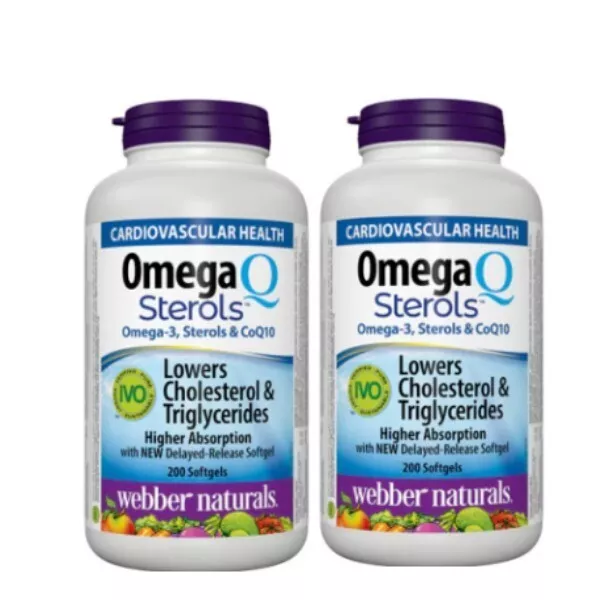 Webber Naturals OmegaQ - Omega3 & Sterols & CoQ10, 2X 200 softgels