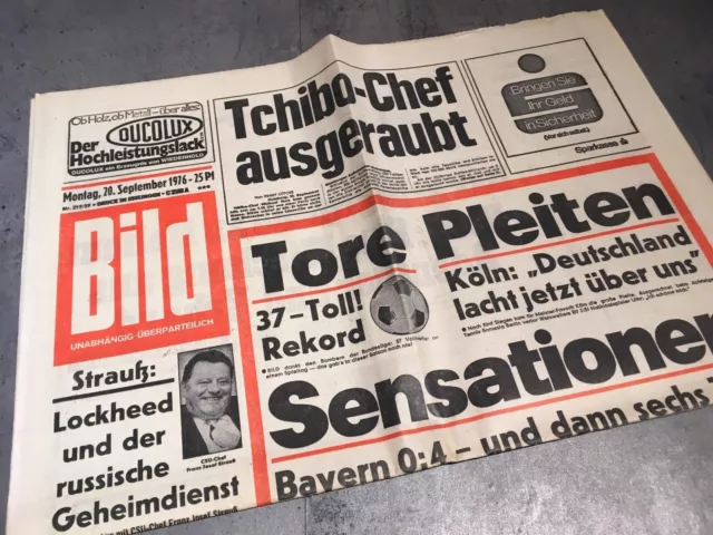 BILDzeitung  20.9.1976 September 20.09.1976 Geschenk Geburtstag 43. 44. 45. 46.
