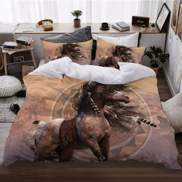 Horse Quilt/Doona/Duvet Cover Pillowcase Bedding Set