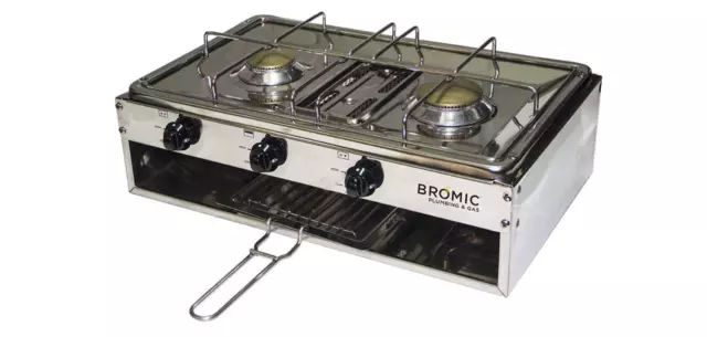 Bromic 2020069-1 Cooker 2 Burner With Grill LPG Marine Lido Jnr Stainless Steel