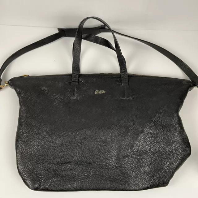 Kate Spade Saturday Black Pebbled Leather Crossbody Purse Hobo Slouch 16x11"