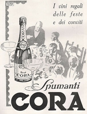 PUBBLICITA' 1928 AMARO CORA UOMO FRACK TUBA BICCHIERINO DALMONTE ACME 