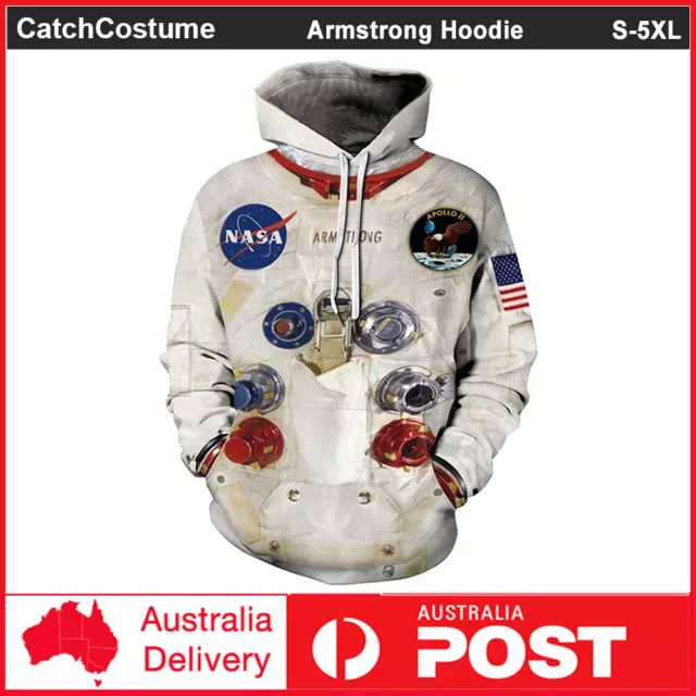 NASA Logo Space Rocket Astronaut Neil Armstrong Hoodie Sweatshirt Pullover Coat