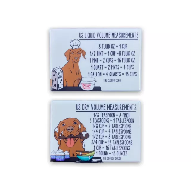 Vizsla Measuring Chart Magnet Set Dog Kitchen Cooking Baking Guide