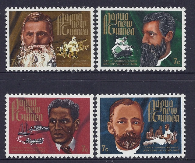 1972 PAPUA NEW Guinea Early Missionaries Set Of 4 Fine Mint Muh/Mnh $1. ...