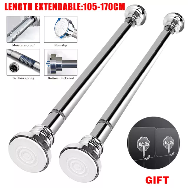 Heavy Duty Extendable Telescopic Shower Curtain Pole Rail Rod Bath Door Window