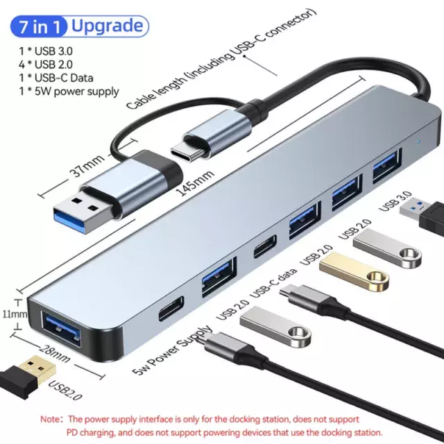 USB C HUB  - 8 in1 -4K HDMI 100W PD - USB 3.0 RJ45 Ethernet SD/TF - 4/6/7/8 in 1