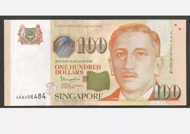 Singapore 100 Dollars2018  UNC 2 Solid Star NV339
