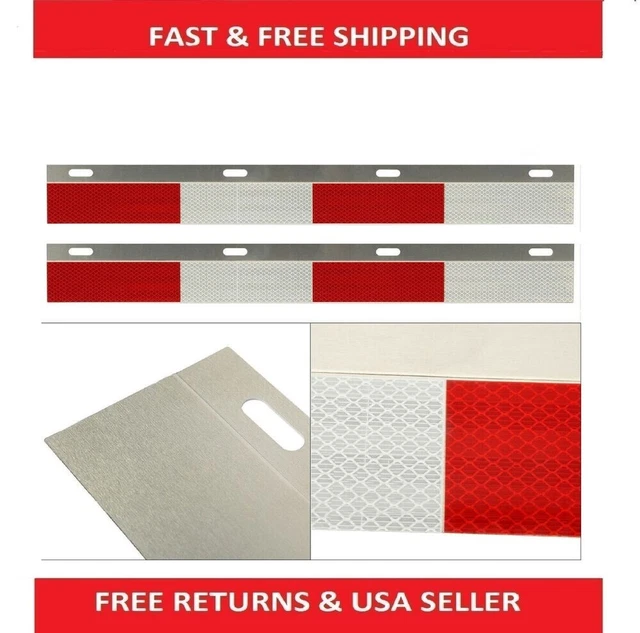 2 PCS Of Conspicuity Reflector Plates Silvery Aluminum For Semi Truck