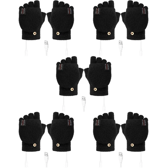 5 Paia Guanti Riscaldati USB Riscaldamento Caldo Mitten Scaldamani Guanti per Inverno