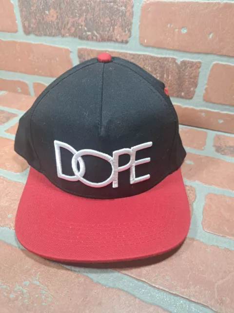 Men's DOPE Hat Red Black Ballcap One Size Snapback Embroidered Chase