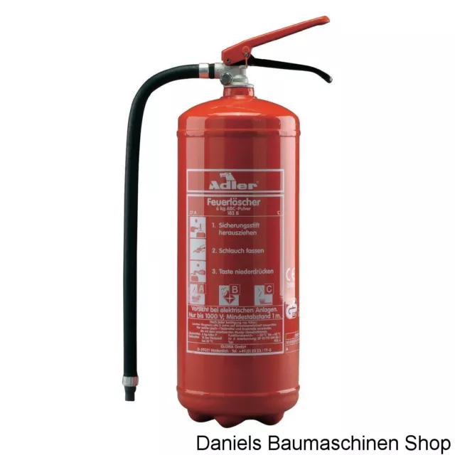 ADLER/GLORIA Feuerlöscher ABC - Pulverlöscher incl.Wandhalter 6kg   09-010