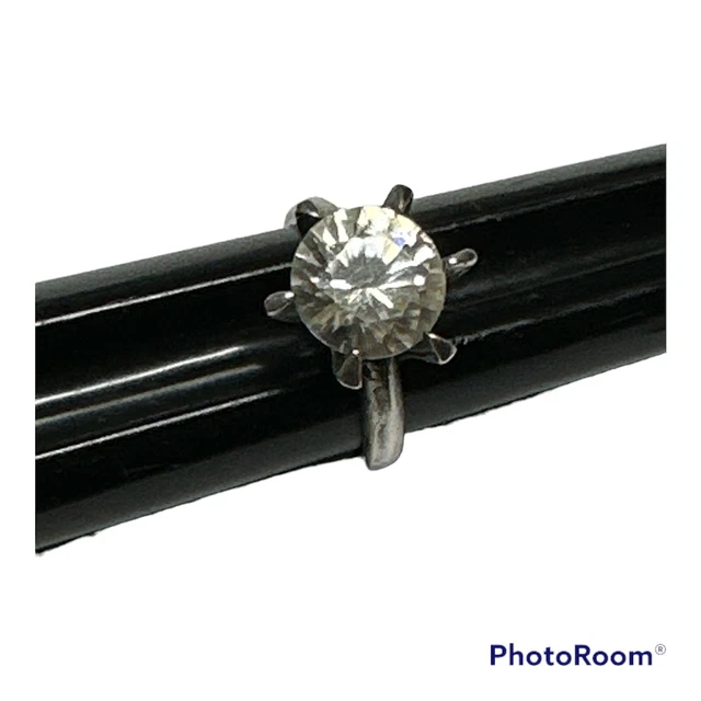 Vintage Sterling Silver 925 Engagement Ring 6.75 CZ