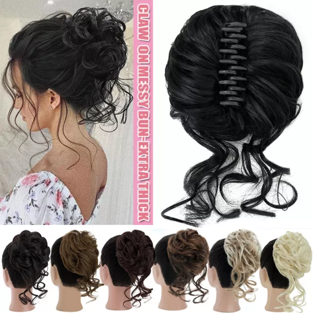 Messy Bun Claw Clip in Hair Extension Real As Human Thick Scrunchie Updo Chignon