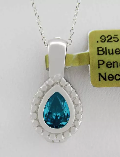 LAB CREATED 0.95 Cts SKY BLUE TOPAZ NECKLACE .925 STERLING SILVER - New ...