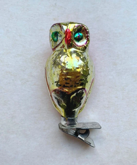 Gufo a clip, ornamento in vetro natalizio vintage, decorazione per albero...