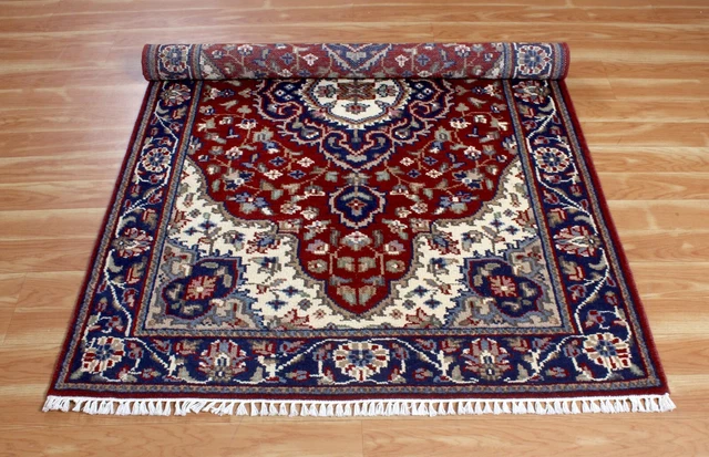 Completo Floral Oriental Lana Área Alfombra Anudado a Mano Cuarto de Estar Roja