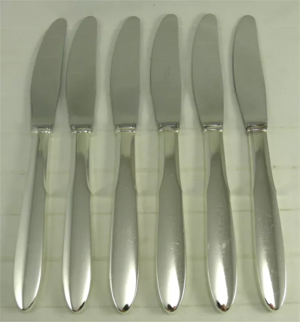 Georg Jensen modèle Mitra métal argenté, 6 couteaux de table, Knives. Lot 2/2.