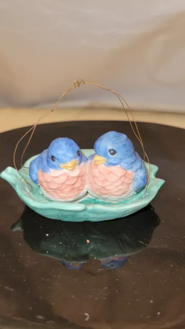 Vintage Jean Hook Porcelain 1994 Bluebirds In Nest 3"