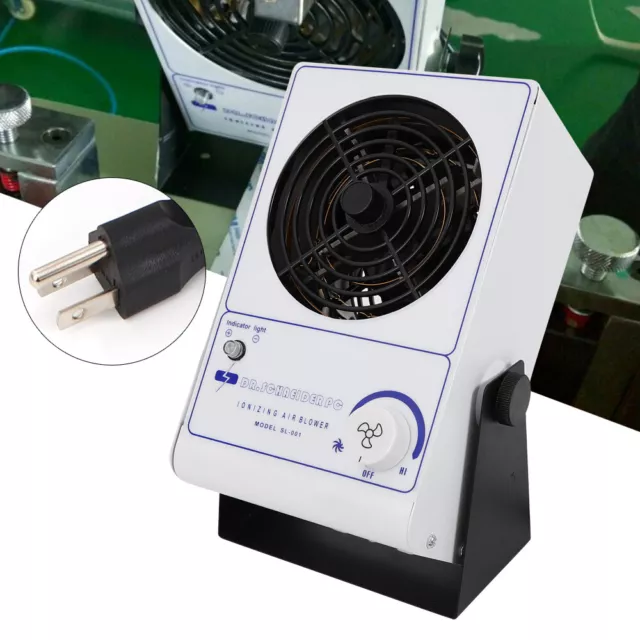Ionizing Air Blower Antistatic Ion Fan Wind Force Adjustable Eliminator AC110V