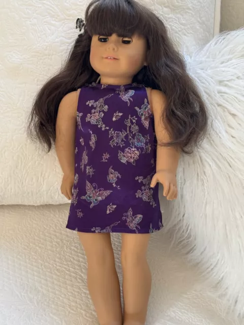 Pleasant Company Samantha American Girl Doll 18 Inches In Purple Butterfly Dress