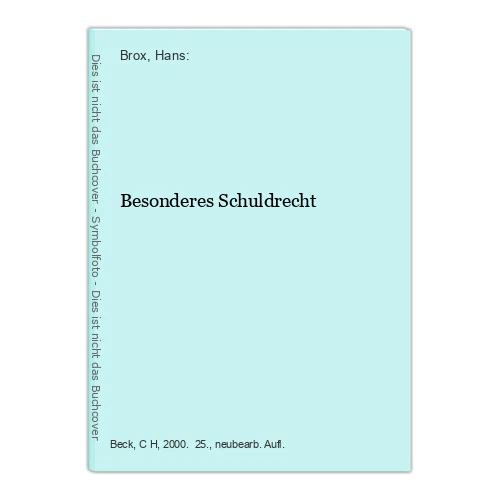 Besonderes Schuldrecht Brox, Hans: