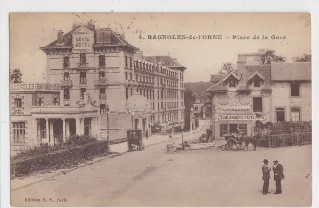 CPA 61 NORMANDIE BAGNOLES DE L' ORNE Place de la Gare Boulangerie Patisserie1927