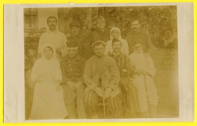 cpa Military Photo Card WAR 1914-1918 WW1 Soldiers Hairy Hospital Nurse