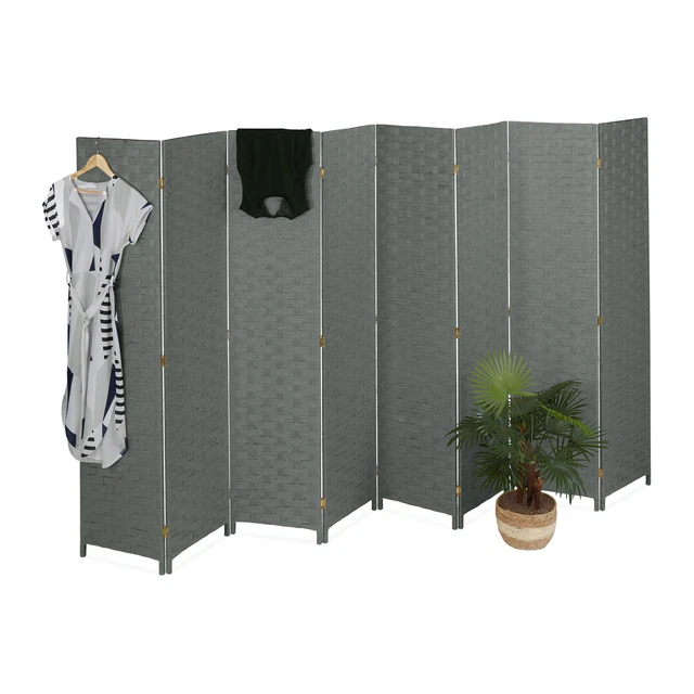 Paravent 3 Parties Pour Balcon/bureau - 275x180 Cm, Tissu Polyester Beige, Pliable, Brise-vue, Intimité