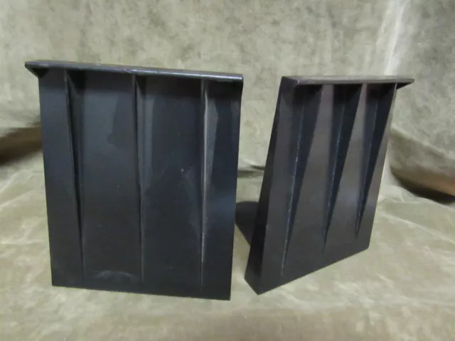 Vintage 1960's Black Plastic Mid Century Modern Simple Design Bookends Pr.