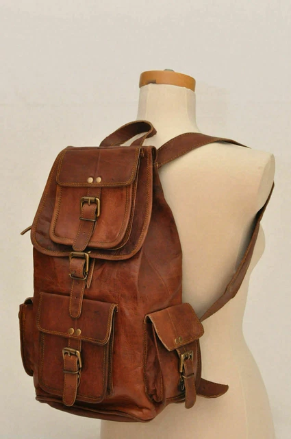 Large Genuine Leather Back Pack Rucksack Travel Bag For Men's and Women's gift