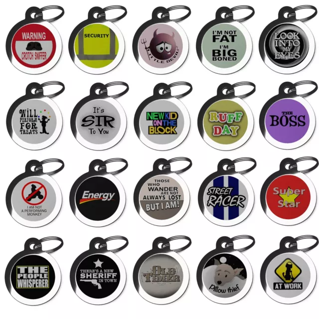 Funny Pet ID Tags Personalised Dog Tag for Dogs Custom Cute Name Disc for Collar