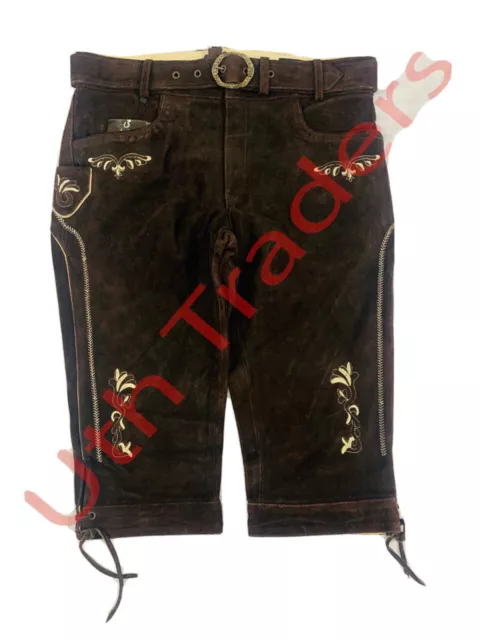 German Bavarian Lederhosen Pure Leather/Trachten Wear Oktoberfest Men Long Short