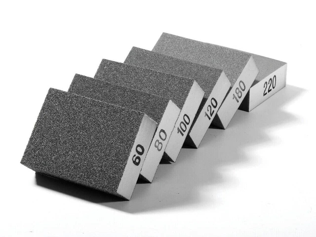 6PC Sanding Sponge Block Rectangle Reuse 60-220 Grit Finish Home Sand Wood Paint