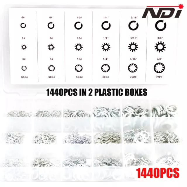 1440PCS Washer Assortment Kit Set Lock Star Fasteners Spring Flat Washers 0914*2