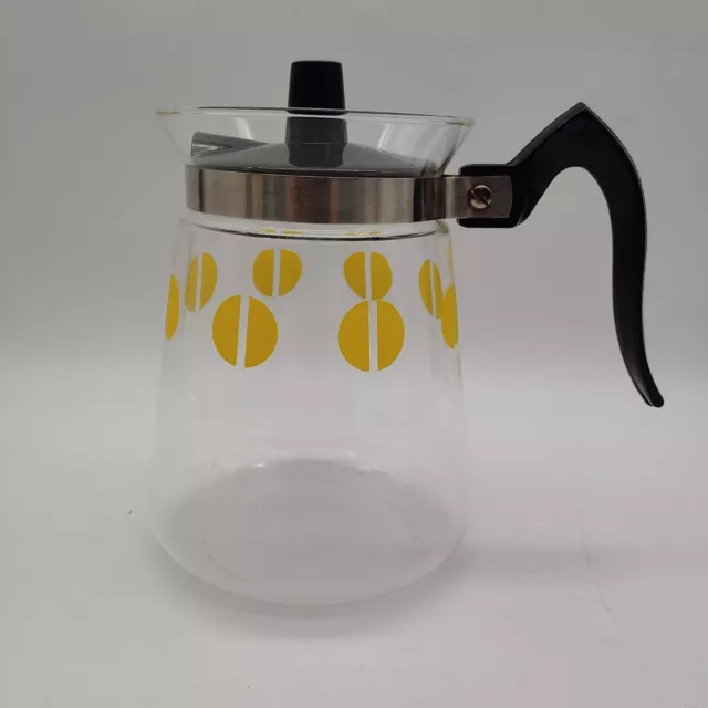 Vintage CORY DBFL Coffee Pot Carafe With Lid Yellow Half Circles 8 Cup Peculator