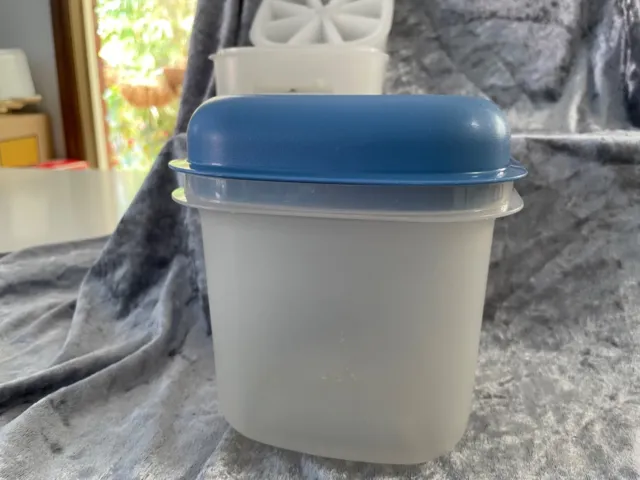 Retro Tupperware Ice Bucket & 3 Stackable Ice Cube Trays Sheer & Blue