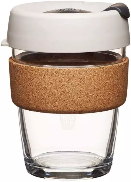 Reusable Tempered Glass Coffee Cup | Travel Mug with Spill Proof Lid, Brew Cork