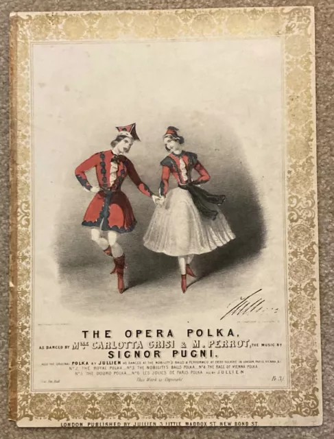 1845 Jules PERROT & Carlotta GRISI Opera Polka BRANDARD MUSIC COVER M&N Hanhart