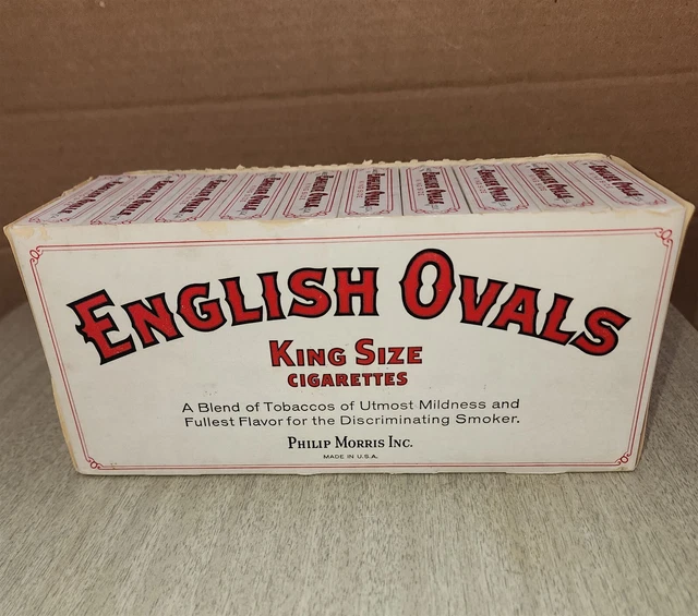 english ovals cigarettes for sale VINTAGE PHILIP MORRIS English Ovals Cigarette Box $21.47