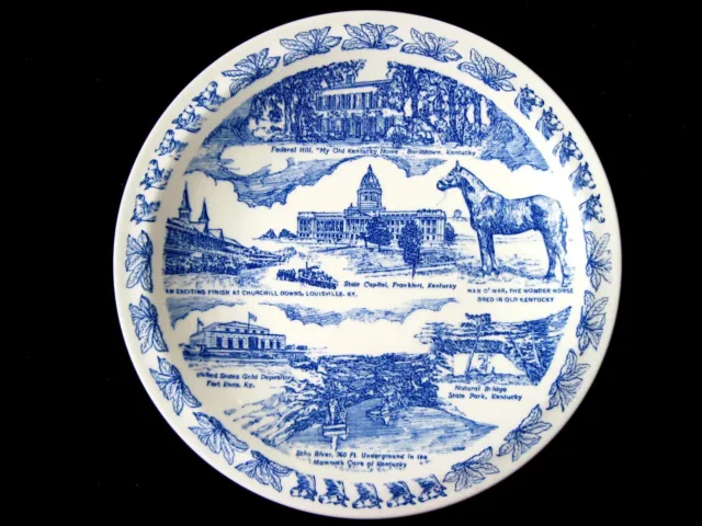 Vintage 1940's Kentucky Souvenir Plate Vernon Kilns ~ Bardstown Churchill Downs