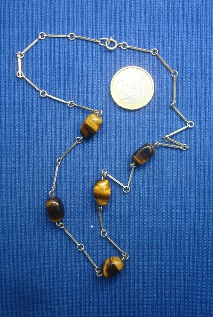 Collier Drapé Ancien En Argent Massif - Style Art Déco Moderniste - Occasion