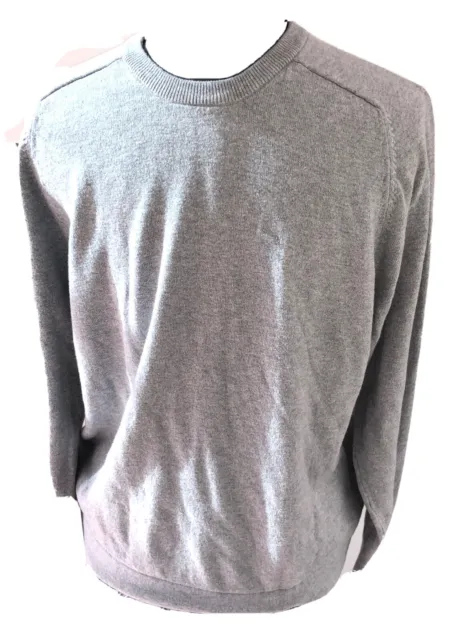 LLBean  mens large regular gray long sleeved crew neck cashmere cotton pullover
