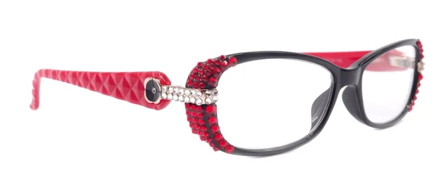 Glamour Quilted, (Bling) Reading Glasses For Women Adorned W (L. Siam, Clear)