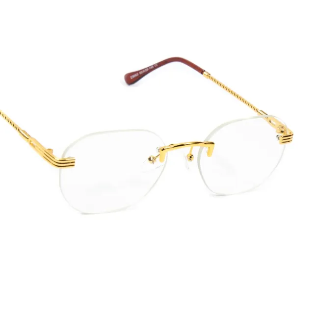 Vintage Men's Round Gold Twist Frame Hip Hop Clear Lens Retro Fashion Glasses