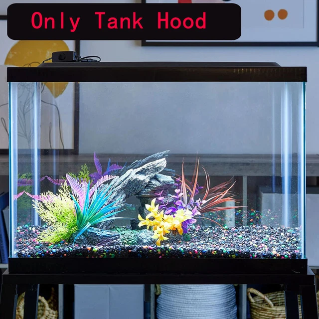 US Fish Tank Hood Aquarium Top Cover with LED Light Rectangular Black 20-Gallon